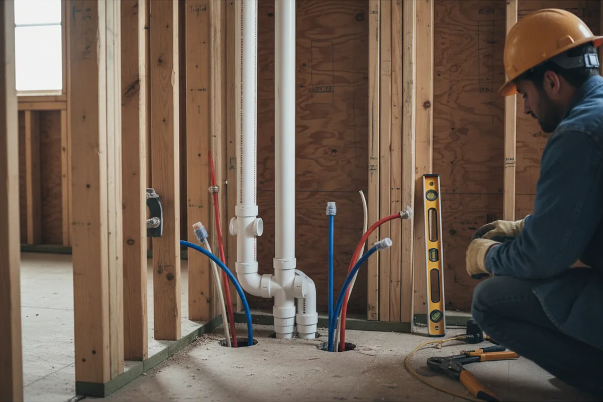 Drain and supply rough-in during Drain Cleaning in New Orleans