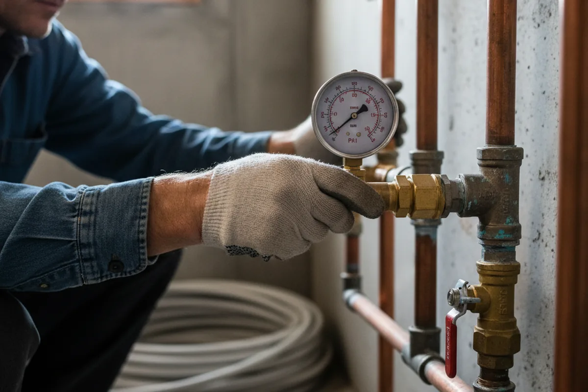 Pressure testing a repaired line during Water Line Repair in New Orleans